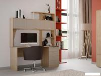 Компьютерный стол Мебельград СК-11 (дуб натуральный/светлый капучино)