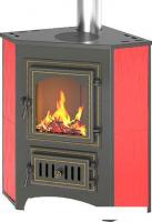 Встраиваемая печь-камин Везувий ПК-01(220) 9 кВт (с плитой, угловой, красный)