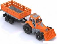 Нордпласт Трактор с грейдером и прицепом 397 (оранжевый)