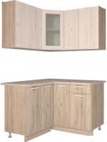 Угловая кухня Интерлиния Мила 12x13 (дуб белый/дуб серый)