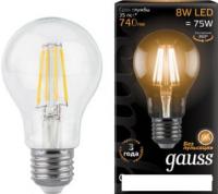 Светодиодная лампа Gauss Filament A60 E27 8 Вт 2700 К 102802108