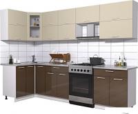 Угловая кухня Интерлиния Мила Gloss 60-12x29 (ваниль/шоколад глянец)