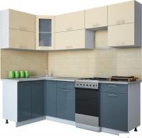 Угловая кухня Интерлиния Мила Gloss 50-12x24 (ваниль/асфальт глянец)