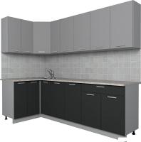 Угловая кухня Интерлиния Мила Лайт 1.2x2.5 (серебро/антрацит)