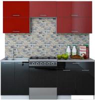 Кухня Интерлиния Мила Gloss 60-20 (бордовый/черный)