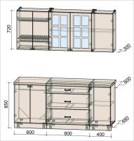 Кухня Интерлиния Мила Деко 1.8 Б (белый/кастилло темный)