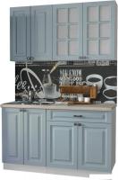 Кухня Интерлиния Мила Деко 1.4 А (океан/травертин серый)