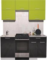 Кухня Интерлиния Мила Gloss 50-16 (яблоко/черный глянец)