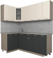 Угловая кухня Интерлиния Мила 12x20 (антрацит/вудлайн кремовый)