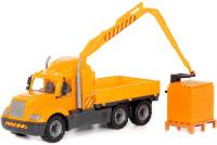 Игрушечный транспорт Полесье Майк автомобиль-кран с манипулятором + конструктор 30 эл. 55606