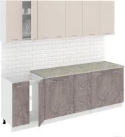 Кухня Кортекс-мебель Корнелия Лира 2.4м (капучино/оникс/марсель)