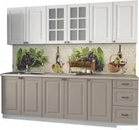 Кухня Интерлиния Мила Деко 2.4 А (белый/луна/травертин серый)