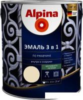 Эмаль Alpina Эмаль 3 в 1 по ржавчине (слонов. кость, шелковисто-мат., 2.5 л)
