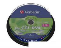 CD-RW диск Verbatim 700Mb 12х Verbatim DLP Silver 10 шт. CakeBox 043480, SERL