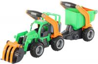 Игрушечный транспорт Полесье ГрипТрак трактор-погрузчик с полуприцепом 48431
