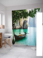 Шторка-занавеска для ванны JoyArty Туристический привал sc_2794