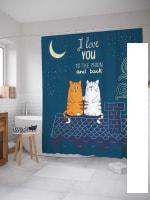 Шторка-занавеска для ванны JoyArty Влюбленные коты на крыше sc_46218