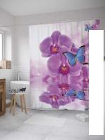 Шторка-занавеска для ванны JoyArty Бабочка на орхидее sc_11023