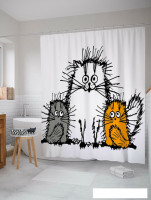 Шторка-занавеска для ванны JoyArty Мохнатые коты sc-17711