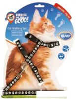 Шлея Duvo Plus Белые лапки 11208/black (черный)