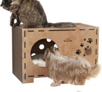 Домик Чешир Сундук с боковой когтеточкой (бежевый)