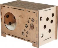 Домик Чешир Сундук с верхней и боковой когтеточкой (бежевый)