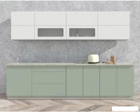 Кухня Интерлиния Мила Матте 3.0 А (белый/мята/опал светлый)