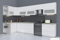 Угловая кухня Интерлиния Мила Матте 1.5x3.6 Б левая (белый/белый/опал светлый)