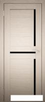 Межкомнатная дверь Юни Амати 18 (ч) 90x200 (дуб беленый/черное стекло)
