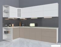 Угловая кухня Интерлиния Мила Матте 1.5x3.0 А левая (белый/луна/опал светлый)