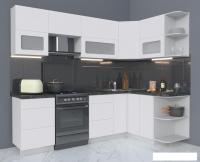 Угловая кухня Интерлиния Мила Матте 1.5x2.5 Б правая (белый/белый/кастилло темный)