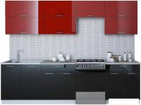 Готовая кухня Интерлиния Мила Gloss 60-28 (бордовый/черный)