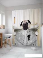 Шторка-занавеска для ванны JoyArty Собака с газетой sc_41936