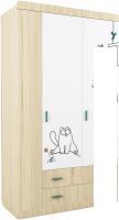 Шкаф распашной Аквилон Кот №25 (туя светлая/белый)