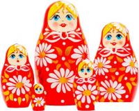 Развивающая игра Брестская Матрешка В красном наряде с ромашками (набор 5 шт)