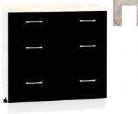 Шкаф напольный Кортекс-мебель Корнелия Лира НШ80р3ш (черный/марсель)