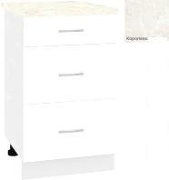 Шкаф напольный Кортекс-мебель Корнелия Лира НШ50р3ш (белый/королевский опал)