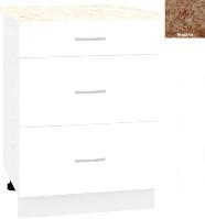 Шкаф напольный Кортекс-мебель Корнелия Лира НШ60р3ш (белый/мадрид)