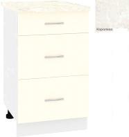 Шкаф напольный Кортекс-мебель Корнелия Лира НШ50р3ш (крем/королевский опал)