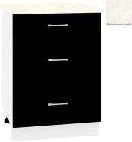 Шкаф напольный Кортекс-мебель Корнелия Лира НШ60р3ш (черный/королевский опал)