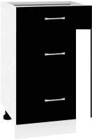 Шкаф напольный Кортекс-мебель Корнелия Лира НШ60р3ш без столешницы (черный)