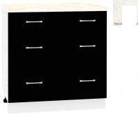 Шкаф напольный Кортекс-мебель Корнелия Лира НШ80р3ш (черный/королевский опал)