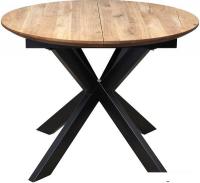 Кухонный стол ОКА Раунд 100-140x75 (дуб натуральный/черный)