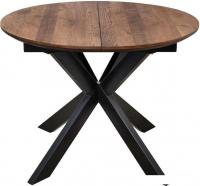 Кухонный стол ОКА Раунд 100-140x75 (дуб мореный/черный)