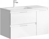 Aqwella Тумба Accent 90 ACC0109LW с умывальником Malaga 900L Mal.09.04.D