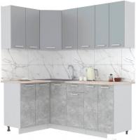 Готовая кухня Интерлиния Мила Лайт 1.2x2.0 (серебристый-бетон-бискайская сосна)