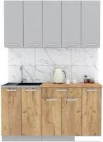 Готовая кухня Интерлиния Мила Лайт 1.5 (серебристый-дуб золотой-дуб бунратти)