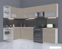 Готовая кухня Интерлиния Мила Матте 1.5x2.9 Б правая (луна-луна-травертин серый)