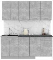 Готовая кухня Интерлиния Мила Лайт 1.8-60 (бетон-бетон-кастилло темный)