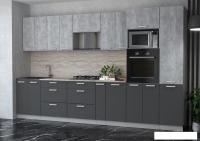 Готовая кухня Интерлиния Мила Лайт 3.6 ВТ (бетон/антрацит/травертин)